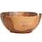 11" Brown Teak Wood Decorative Bowl with Natural Grooves